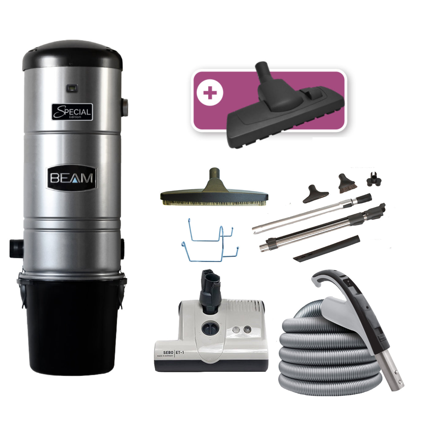 Beam Special Edition 398 Central Vacuum + SEBO ET-1 Premium Electric Kit (35 ft)