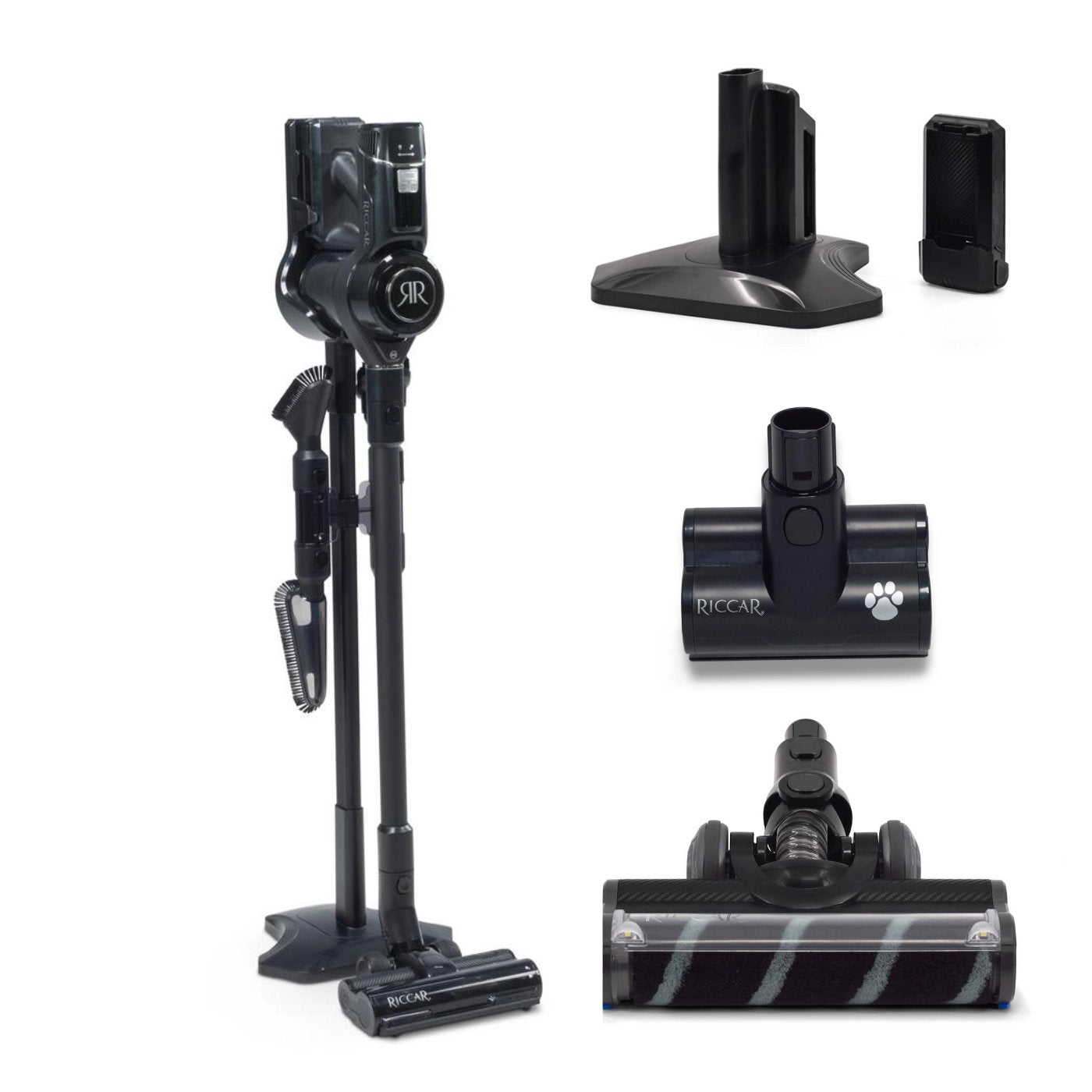 Riccar R65 Cordless Stick Vacuum - w/ Dual battery, Upholstery tool and Bare floor head included