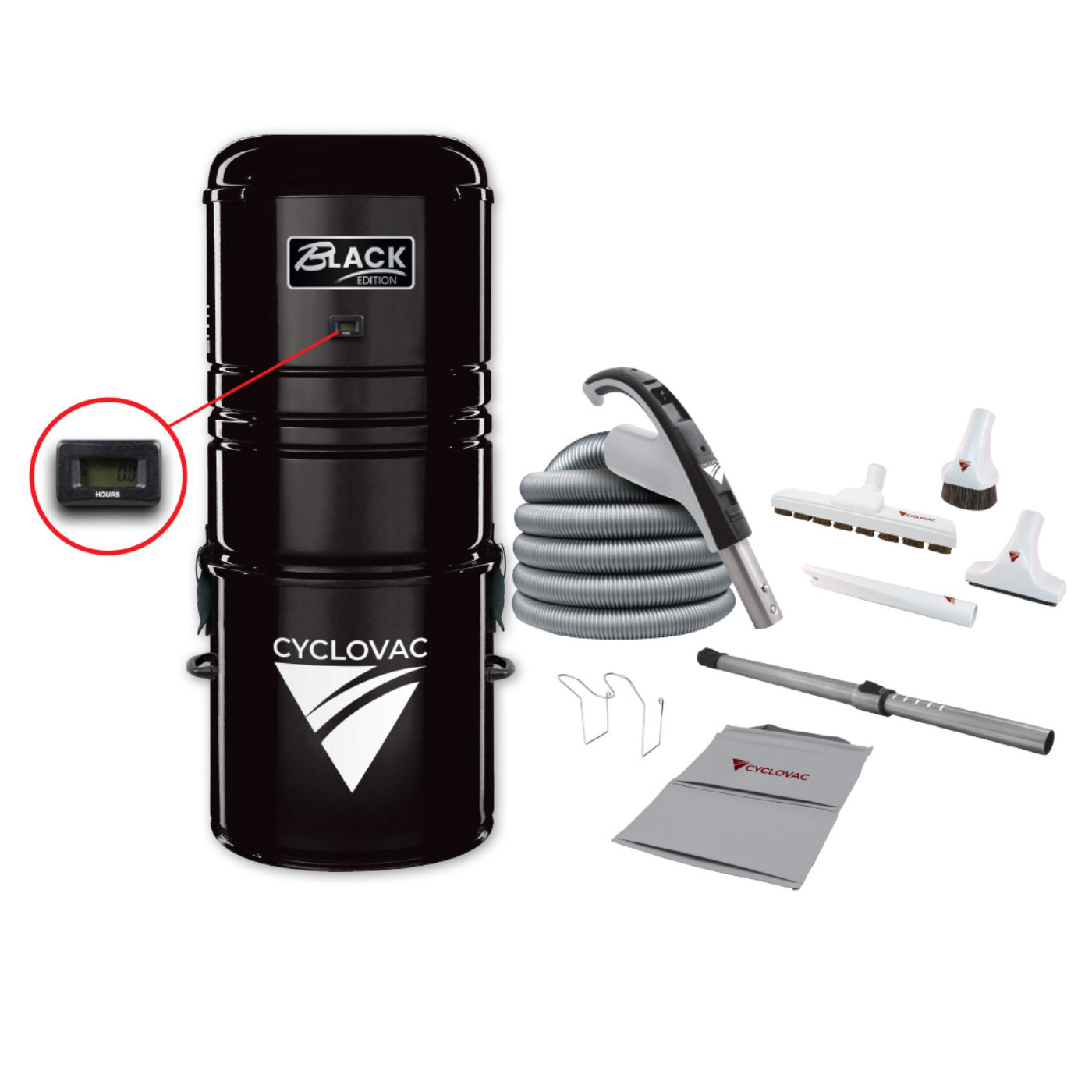 Cyclovac Black Edition Central Vacuum with Luxe 24v Cleaning set 35'