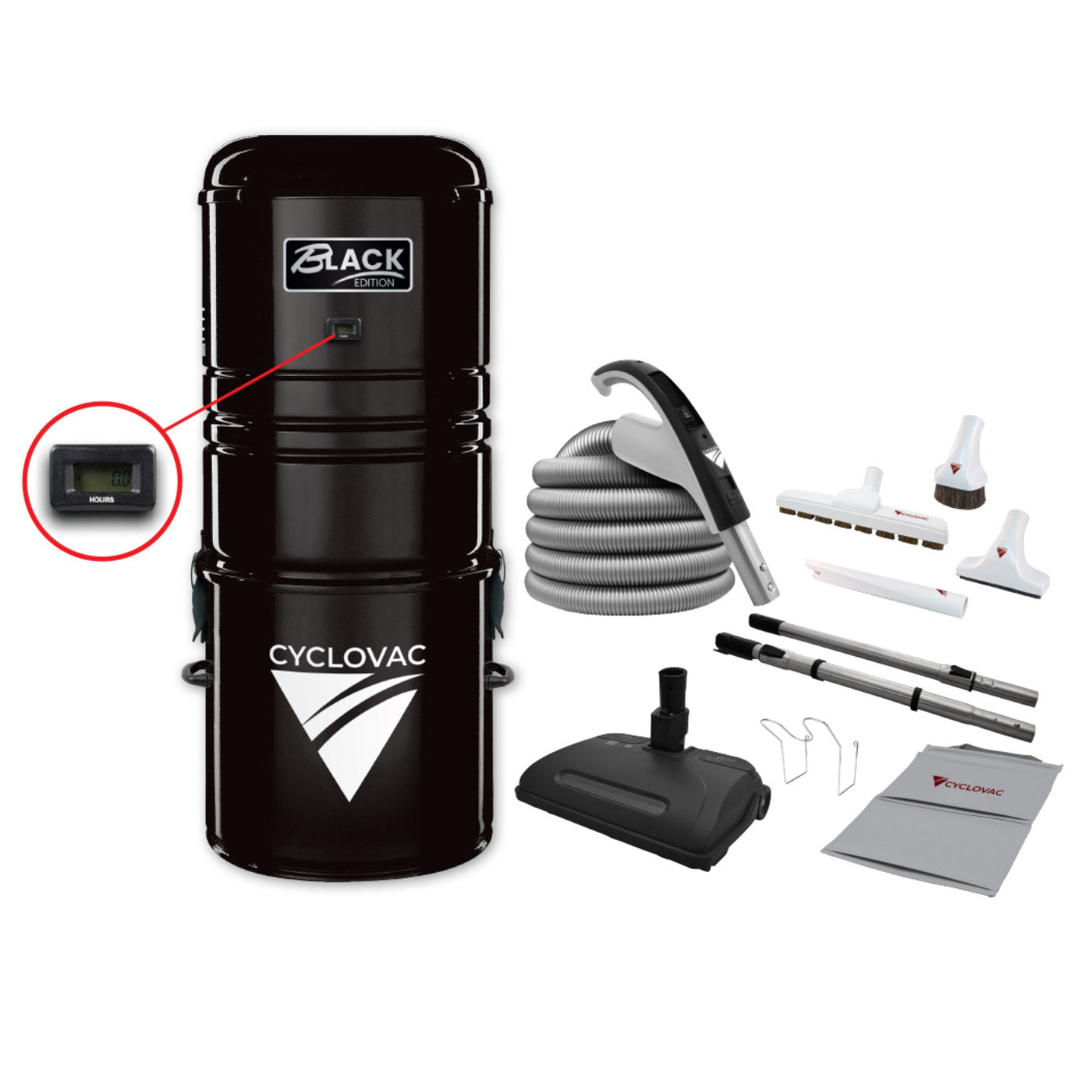 Cyclovac Black Edition Central Vacuum with AirStream Cleaning set 35'