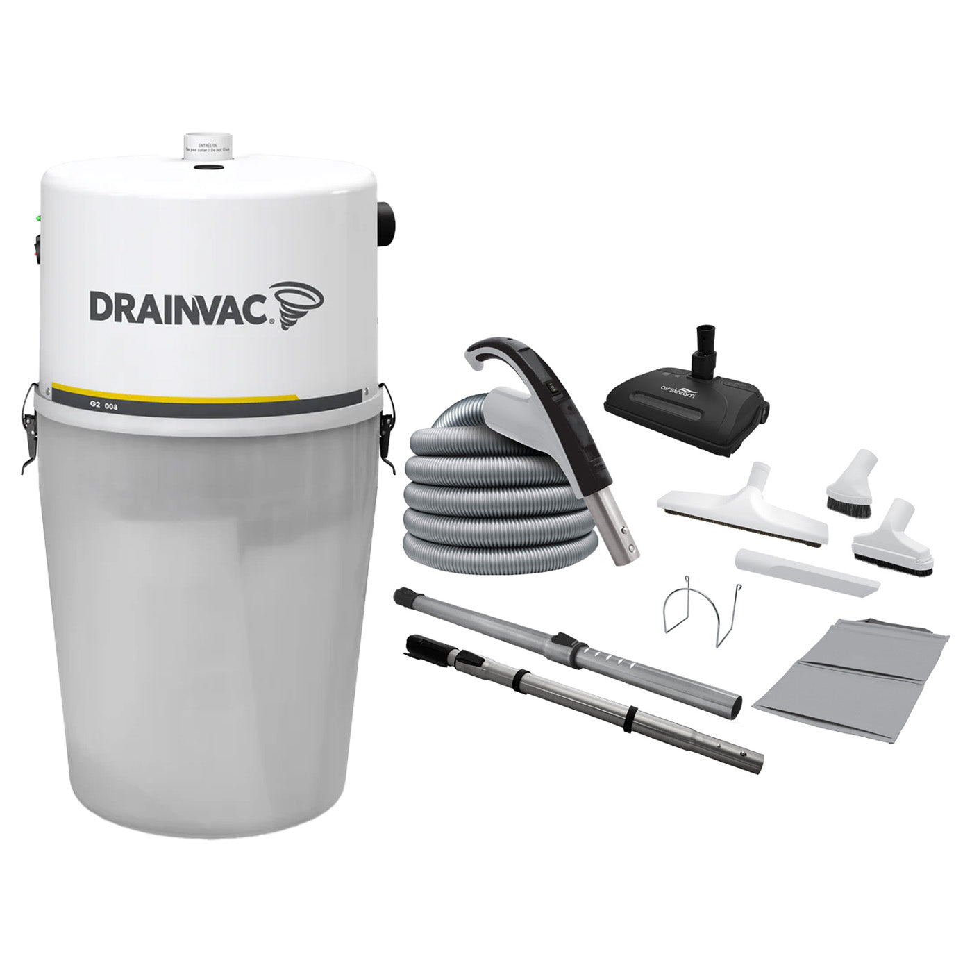 Drainvac G2-008 Central Vacuum + Standard Electric Hose Kit