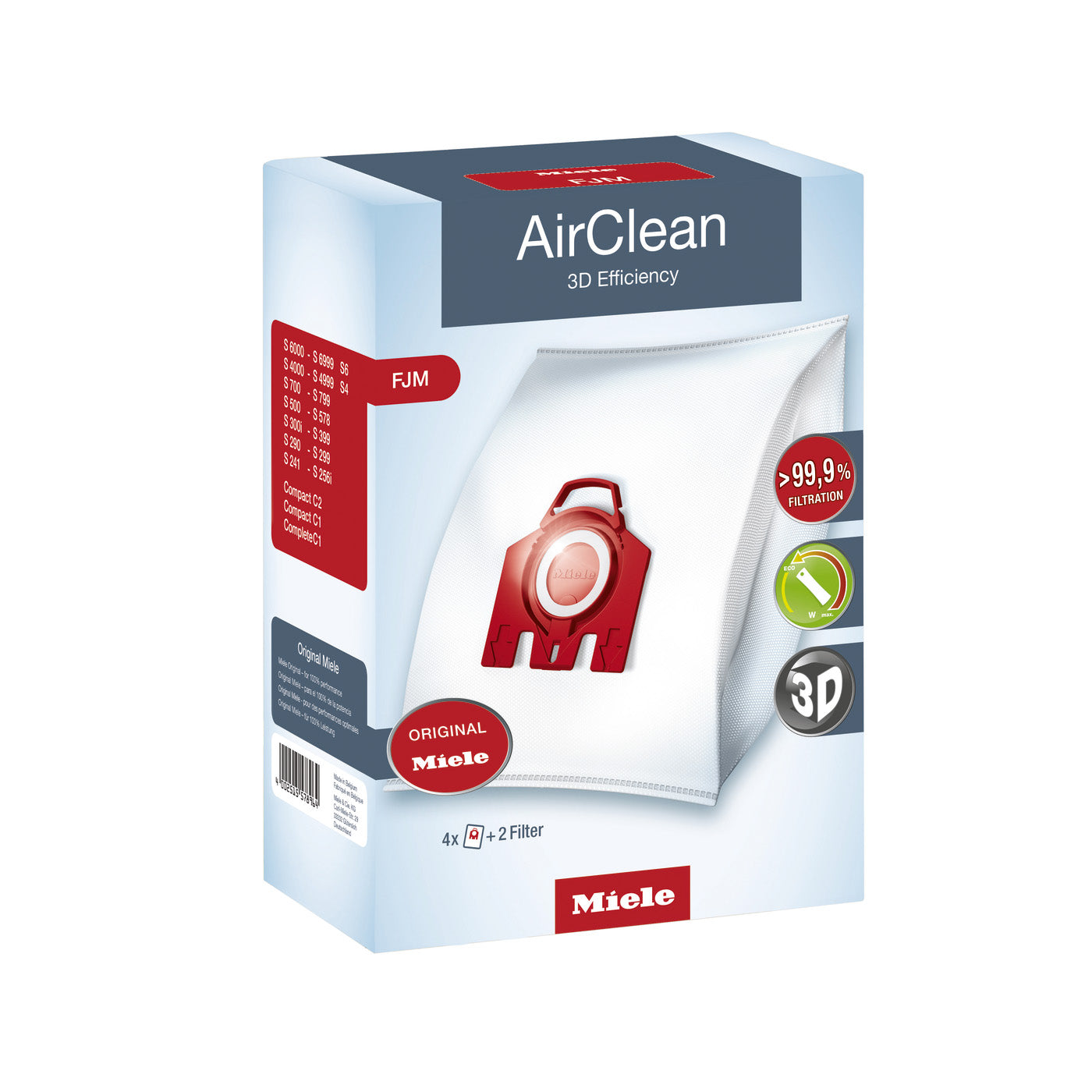 Miele FJM AirClean 3D Efficiency Dustbags 4pk+2 filters