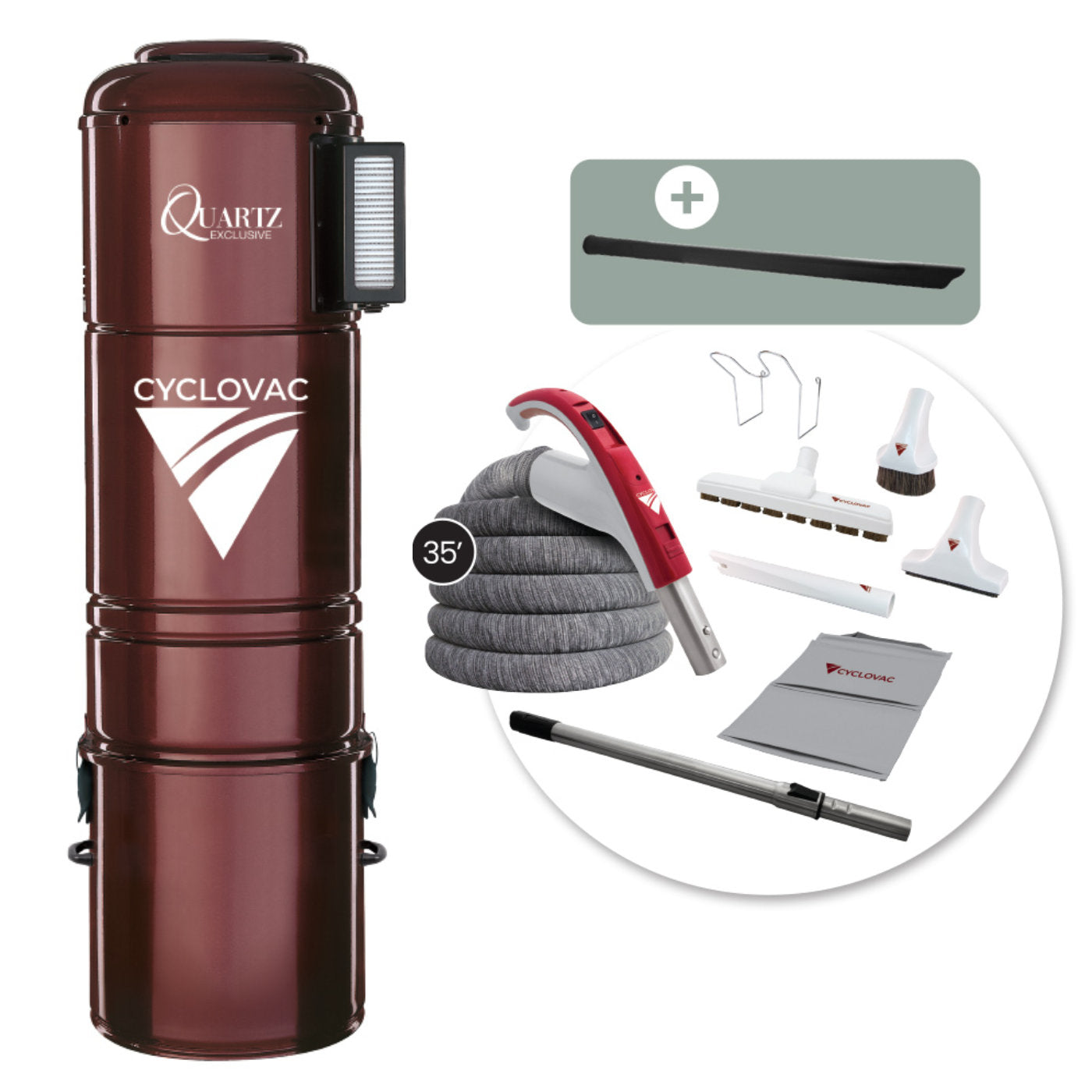 Cyclovac H725 Quartz Edition Central Vacuum with Luxe 24v Cleaning set 35'