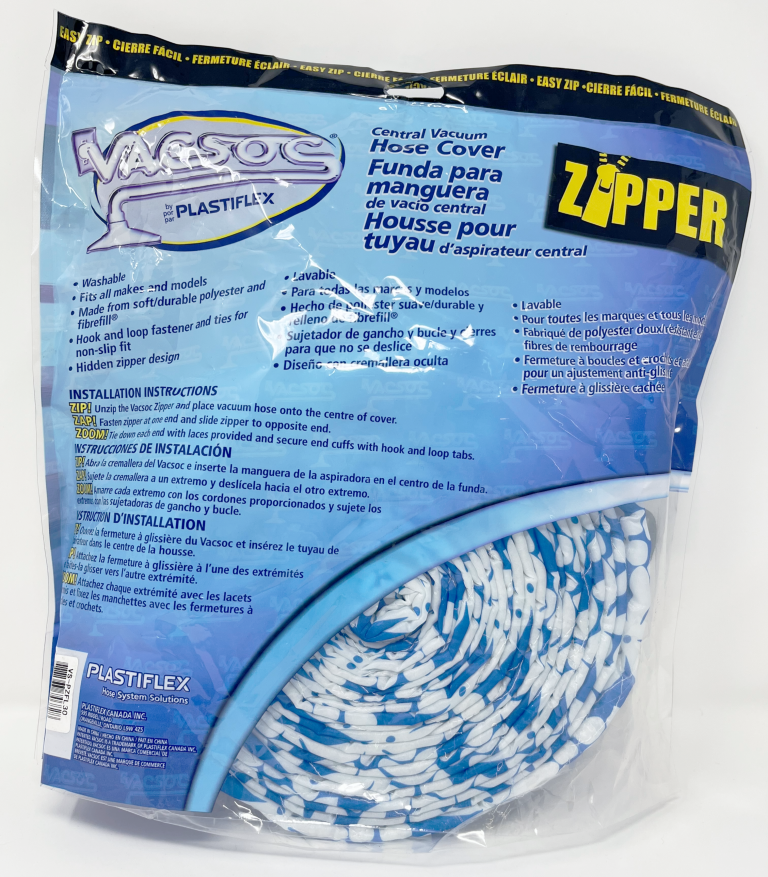 VacSoc Central Vacuum Hose Cover with Zipper Blue Blossom 30ft