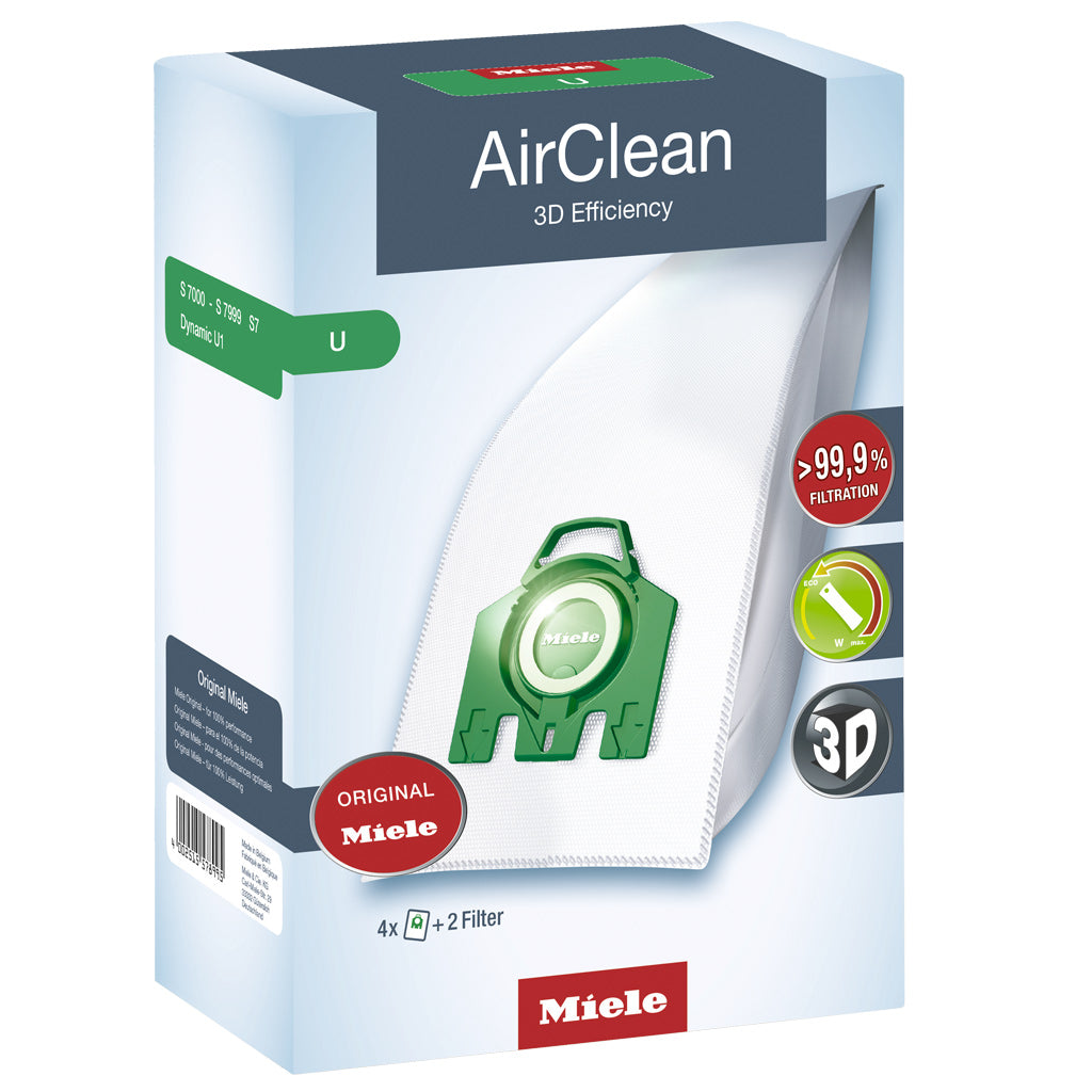 Miele Type U HyClean 3D Efficiency Dustbags 4pk+2 filters
