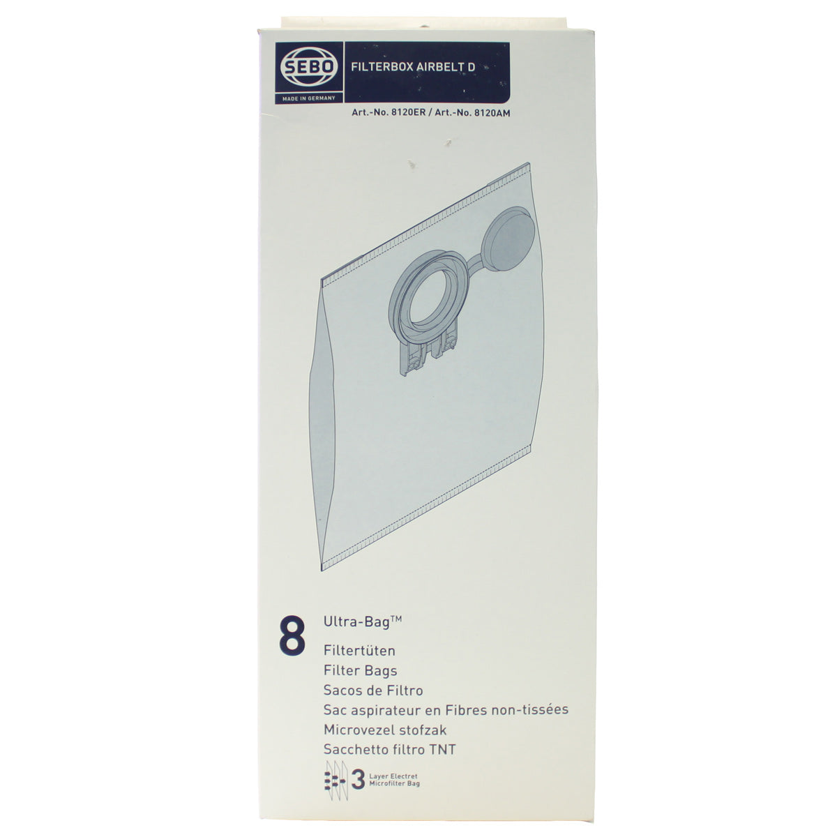 SEBO D4 series vacuum bags 8120 8 pk SEBO Vacuum Plus Canada