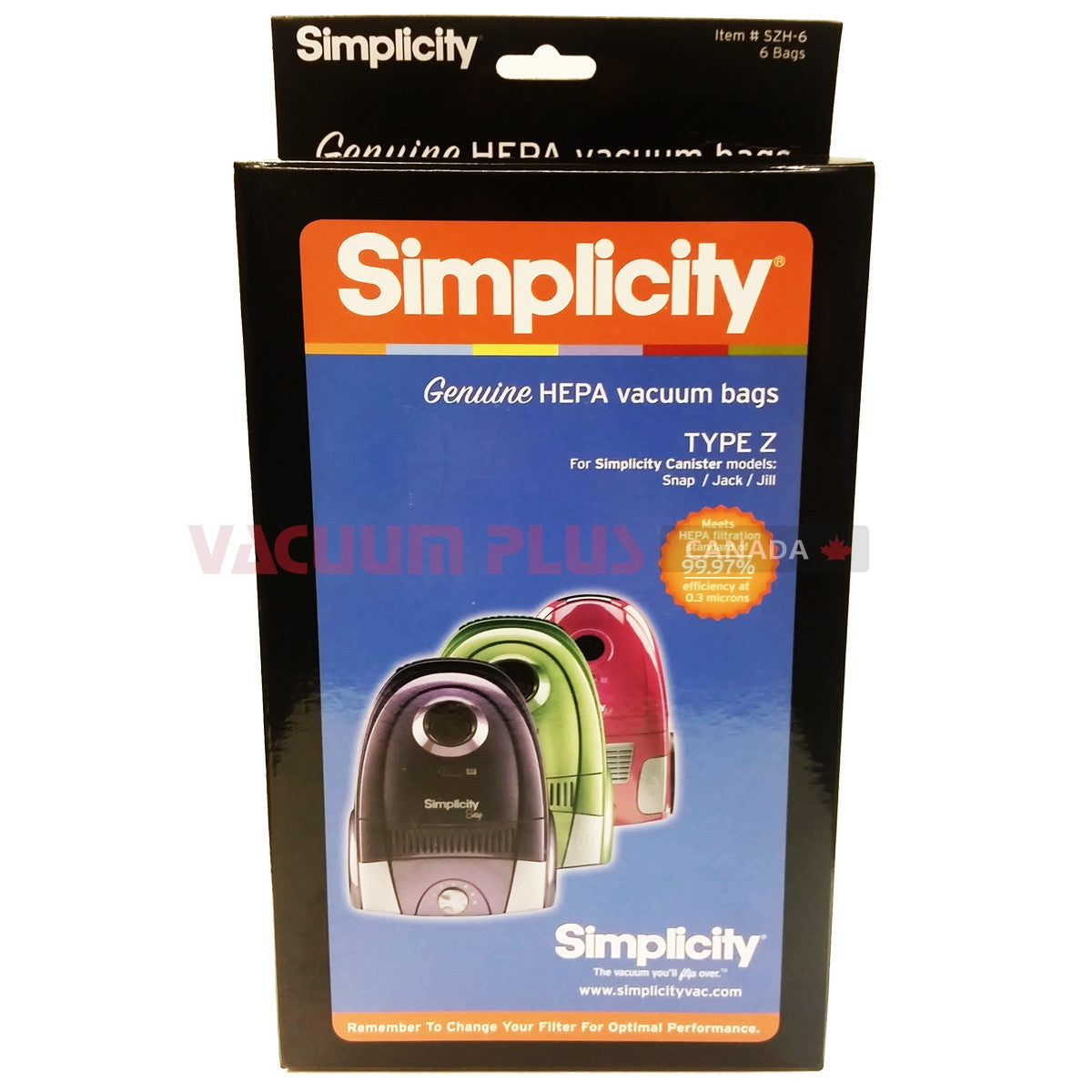 Simplicity OEM Type Z Vacuum Bags SIMPLICITY Vacuum Plus Canada
